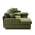 126" Oversized U Shaped Couch,Cloud Couch with Console,USB,Cup Holders & Storage,Corduroy Couch,which can be Used as a Recliner Couch for Living Room or Apartment.(Green)
