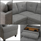 97.5" L Shaped Couches for Living Room, Sectional Couch Living Room Furniture with Storage Ottoman, Modular Sectional Sofa with Movable Chaise for Apartment Office, Grey