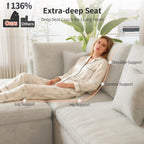 109" Oversized Modular Sectional Sofa L Shaped, Cloud Sectional Couch with Ottoman Deep Seat,Boneless Memory Foam Sofa for Living Room,Teddy Fleece Fabric, No Tools Assembly Required (Beige,1 Ottoman)