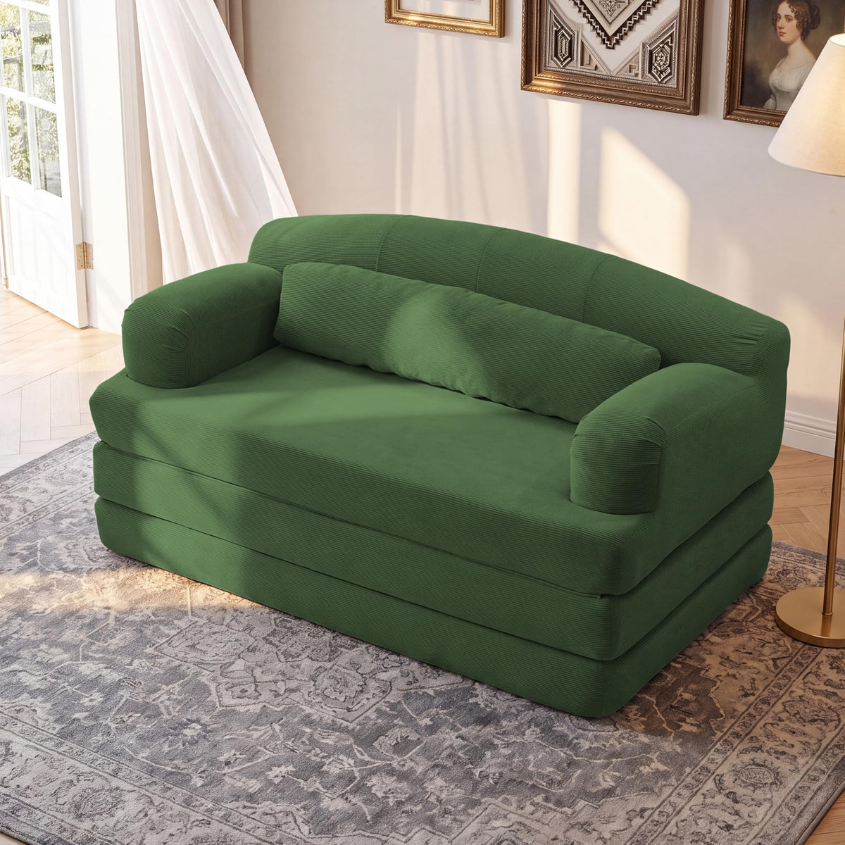 U-Shaped Sofa, Dual Chaise Sectional, 104 Inch, Camel