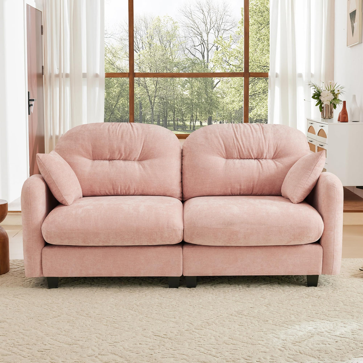 107" Modular Sectional Sofa, Comfy U Shaped Cloud Couch with Ottoman, Chenille Sofa Sleeper Deep Seat Sofas with Throw Pillows for Apartment-Camel