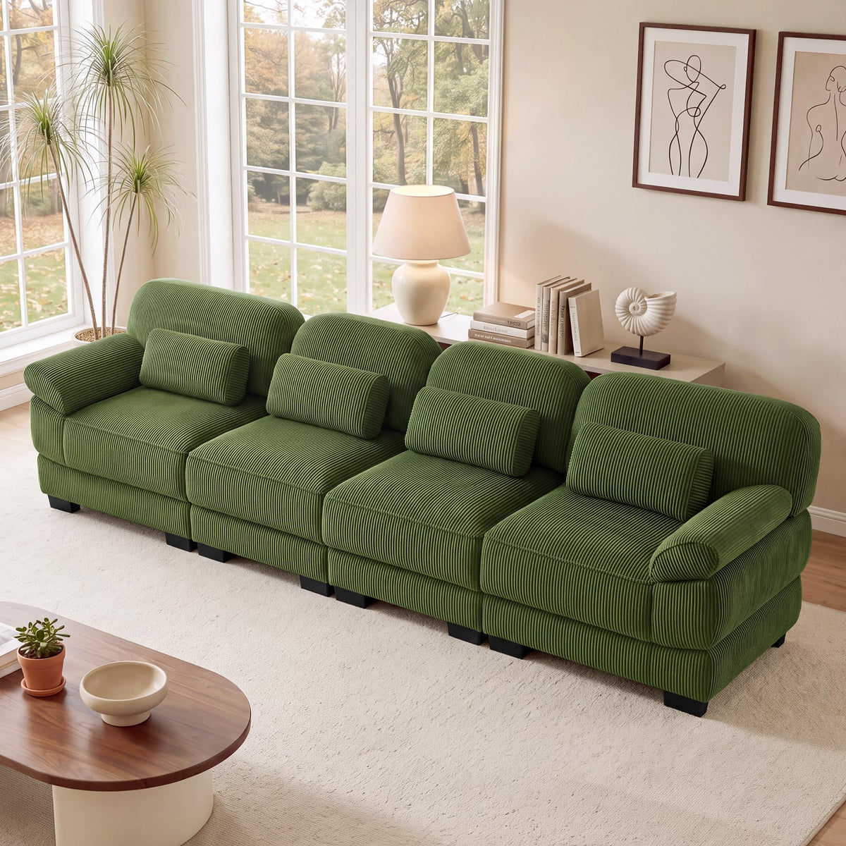 132'' Modular Sectional Sofa, 6-seat U-Shaped Cloud Couch for Living Room