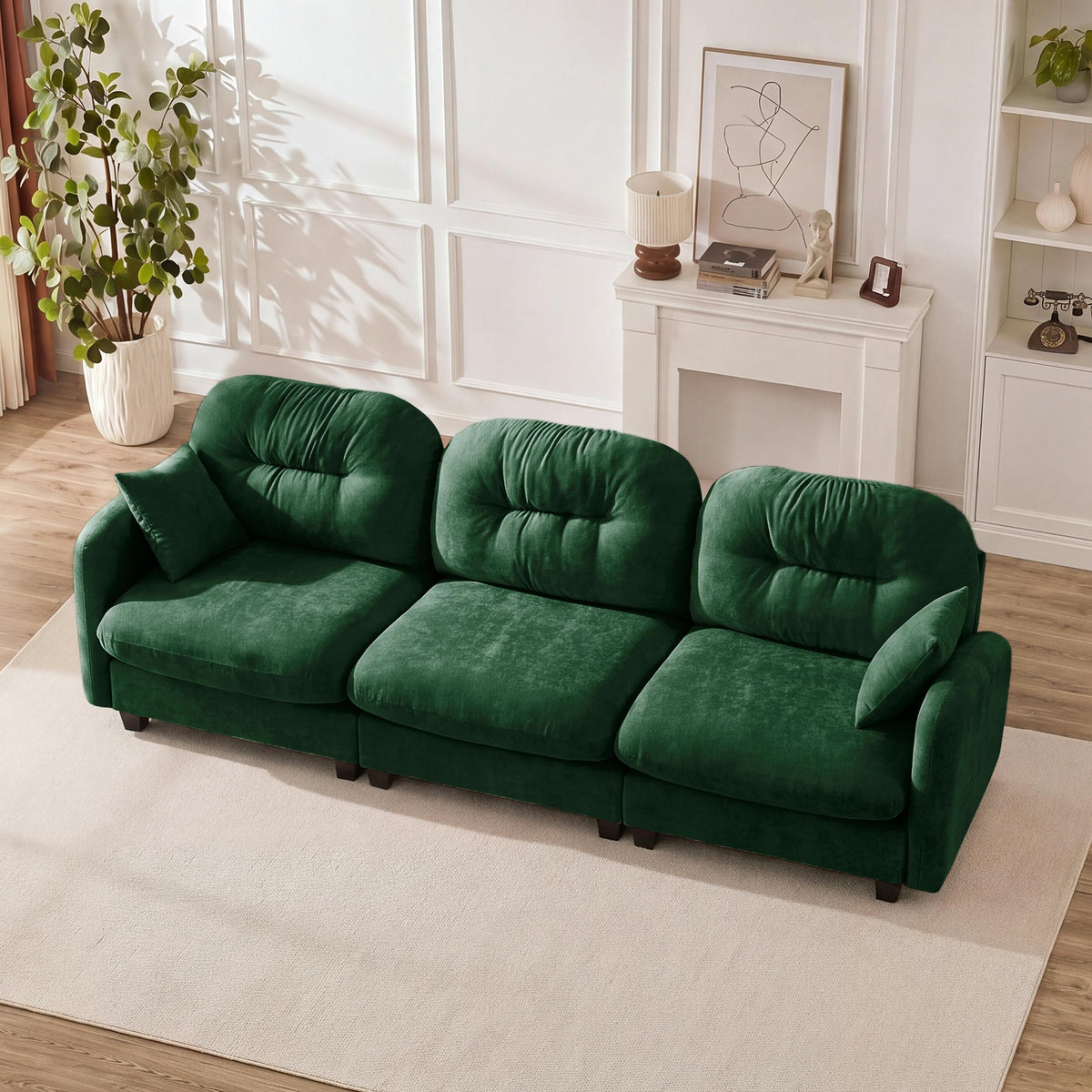 107" Modular Sectional Sofa with Ottoman Pink Chenille L Shaped Couch