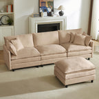 110 in L-Shaped Modular Sectional Sofa, 3-Seater Chenille Upholstery Coffee