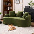 025S Green Curved Loveseat: Compressed No Assembly, Chenille Small Sofa, 30D Sponge, Compact for Apartments, 65" L, 300Lbs, 3 Pillows