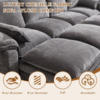108" Modular Sectional Sofa with Storage Ottoman, Sectional Couches for Living Room, Chenille U Shaped Cloud Couch with Pillow, Deep Seater Sofa for Apartment, Light Gray