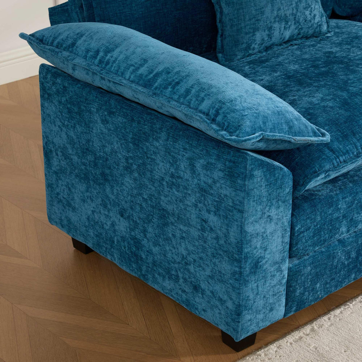 Wider Armrest LoveSeat (Ottoman is not Included), Sectional Couch, for Living Room Bedroom and Apartment, Comfy Double Layer Upholstered Seat Cushion, Breathable Chenille Fabric, Blue,SW5042BL RG696