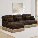 100" L Shaped Sectional Sofa with Ottoman, Chenille Leopard Print Couch