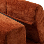 119'' Sectional Sofa, Curved L-Style Right-Hand Facing Couch with Fully Upholstered Arms, Tufted Design, Modern Minimalist Look, Dark Orange