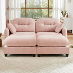 107" Modular Sectional Sofa, Comfy U Shaped Cloud Couch with Ottoman, Chenille Sofa Sleeper Deep Seat Sofas with Throw Pillows for Apartment-Camel