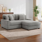 118.3" L-Shaped Modular Sectional Sofa with Chaise, Comfy Corduroy Fluffy Couch with Deep Seat, Flexible Module Combination for Living Room, Cotton Flannel Light Brown