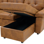 Tufted Sectional Sleeper Sofa Pull Out Couch Bed Modern Corner Couch