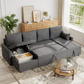 U Shaped Sleeper Sofa Bed: 106" Grey Sofas Sleeper Couch