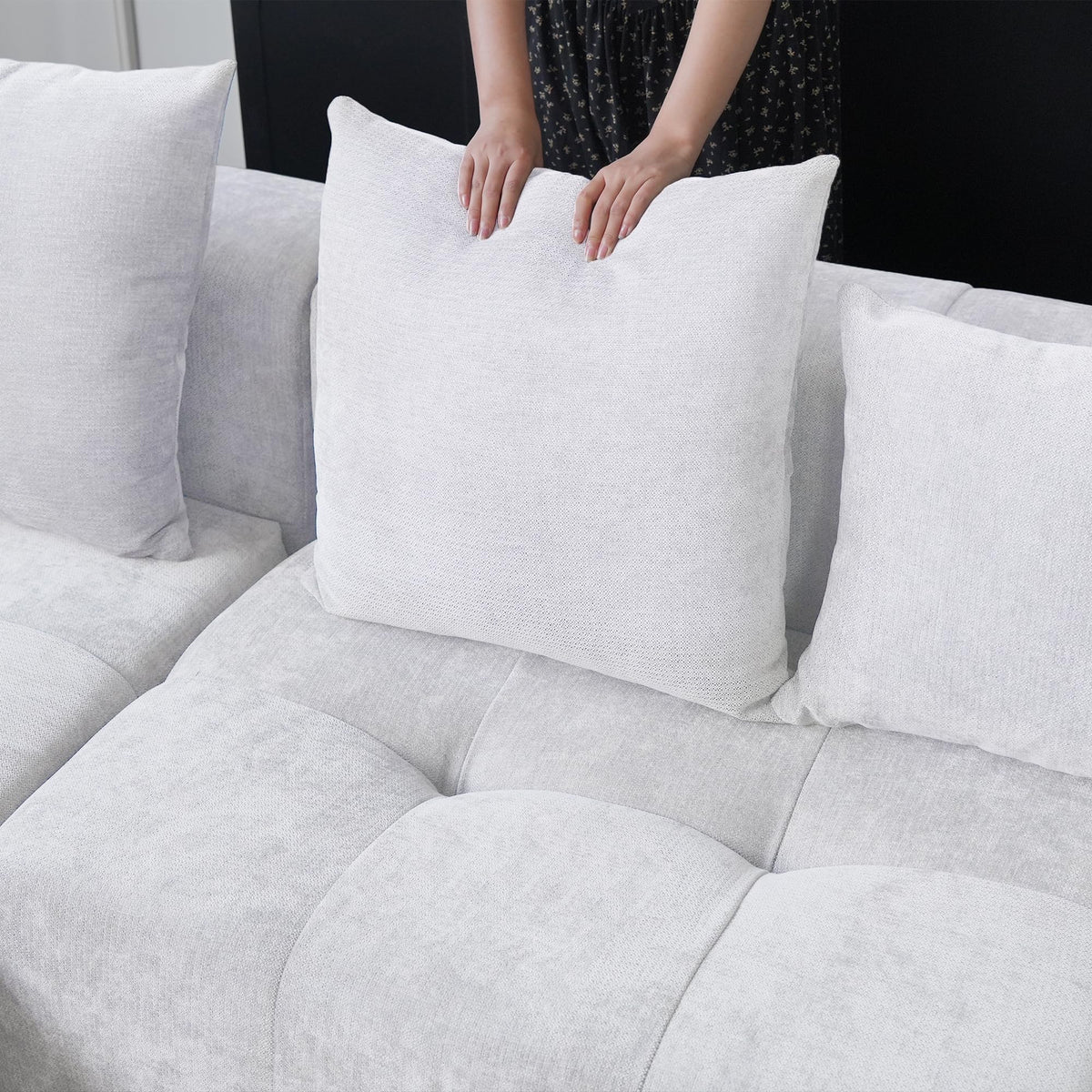 104.8" Modular Cloud Loveseat with Extra Wide & Deep Seats, Oversized 2-Seater Mid-Century Modern Couch for Living Room, Linen