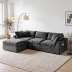 110" Cloud Sectional Couches for Living Room, Dark Gray Chenille Sofa