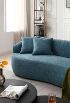 Tidyard Blue Mid Century Modern Curved Sofa, 3-Seater Boucle Fabric Couch for Living Room, Bedroom or Office – No Assembly Needed, Comfortable Upholstered Design, 86.? W