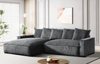 106.7-Inch L Shaped Left Facing Sectional Sofa with Chaise, Corduroy Uphol