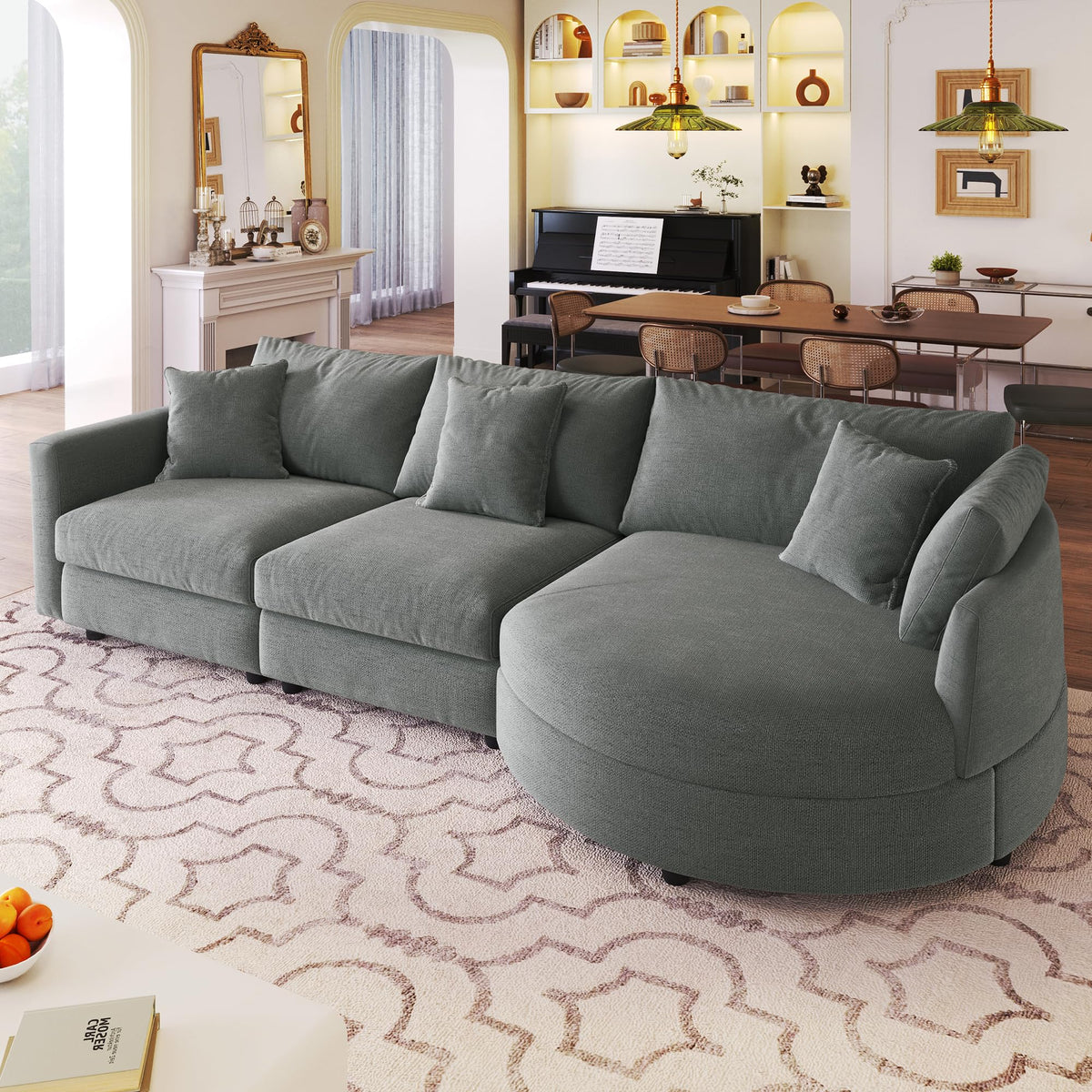 109.4'' Curved Modular Sectional Sofa, Round Sofa with Soft Upholstery
