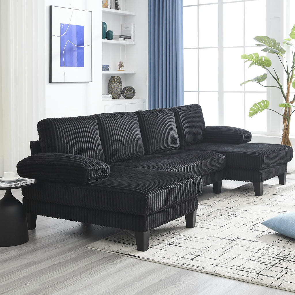U Shaped Couch with Oversized Seat,4 Seat Sofa with Double Chaise,Comfortable and Indoor Furniture for Living Room,Apartment