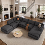 Vesgantti 141.7" Boneless Sectional Sofa with Chaise, 7 Seater Couch, Beige