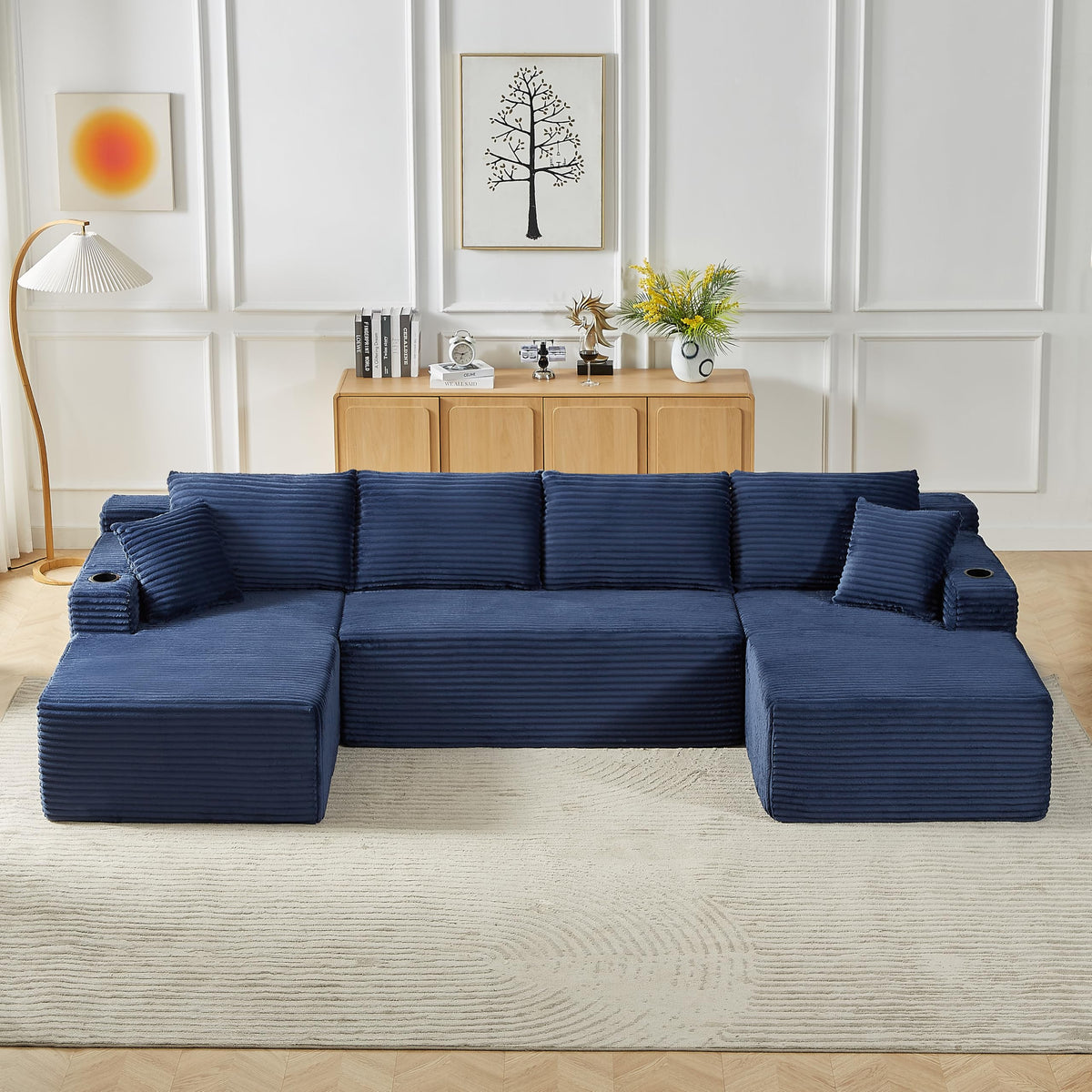 125" Cloud Sectional Boneless Couch for Living Room, Modular U Shaped Sofa