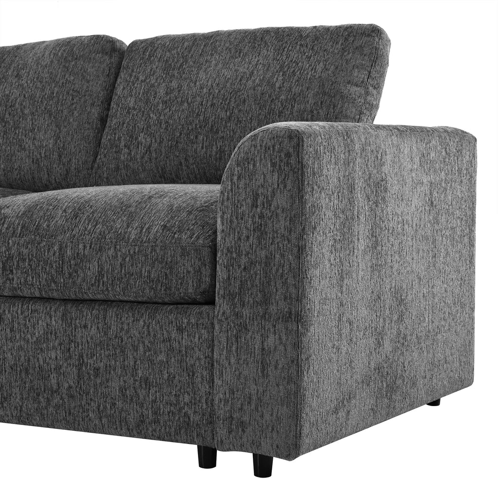 U-Style 101.57" Modern 3-Seater Sofa, Chenille Upholstered Couch with Solid