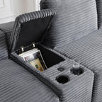 125" U Shaped Sectional Couch,Boneless Cloud Couch Featuring USB Ports,Cup Holders & Storage.Made of Corduroy Fabric and Features Two Movable Sofa Modules for Flexible Living Room Layouts. (Gray)