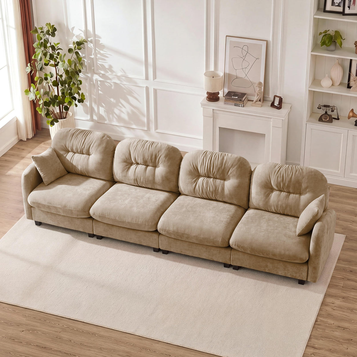 107" Modular Sectional Sofa with Ottoman Pink Chenille L Shaped Couch