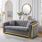 WILLIAMSPACE 132" Oversize Curved Sofa Couch for Living Room, Modern Luxury 2 Pieces Upholstered Cloud Sofa Curved Couch with Half Moon Design, Velvet 6 Seater Sofa for Apartment, No Assembly, Orange
