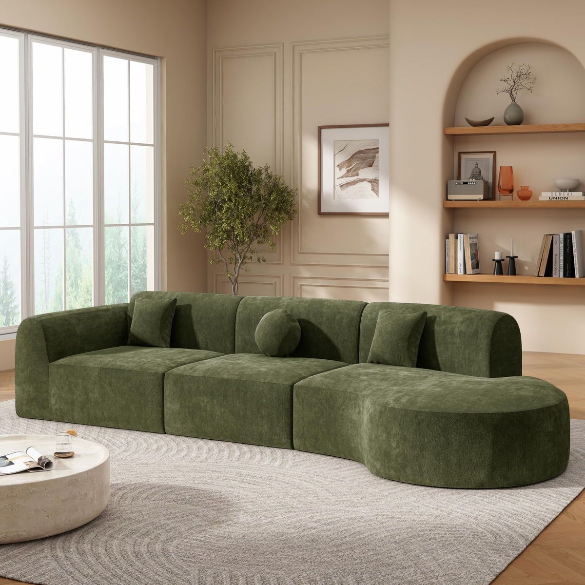 WILLIAMSPACE 111" Sectional Curved Sofa Couch with Fully Compressed Sponge