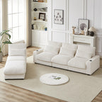 126 inch Corduroy with Cup Holder Super Large L Shaped Sofa, Movable Footrest, Four Waist Pillows and Four Back Cushion, with USB Port and Type C Port