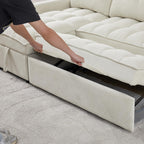 Tidyard Reclining Sectional Sofa, Pull Out Sleeper Bed with USB Charging Ports, 71.3 Inch L Shaped Couch with Storage, Chenille Fabric for Living Room