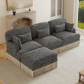 100" Leopard Print Chenille Modular Sectional Sofa with Tassels, L-Shaped Deep Seat Cloud Couch with Ottomans for Living Room, BGE-KHK