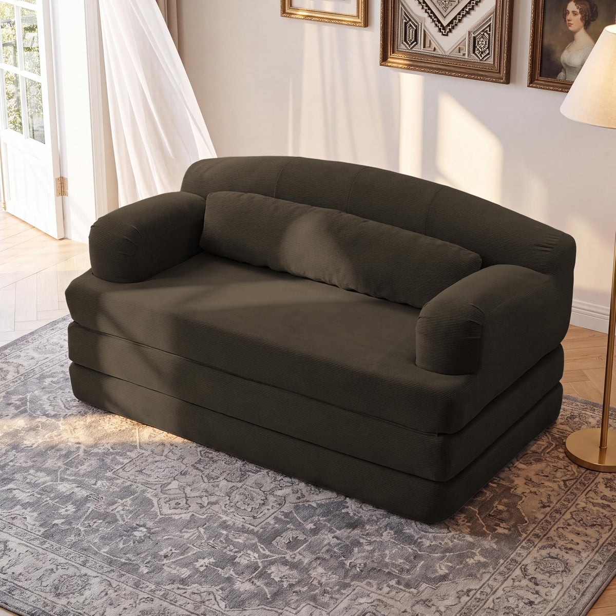 U-Shaped Sofa, Dual Chaise Sectional, 104 Inch, Camel