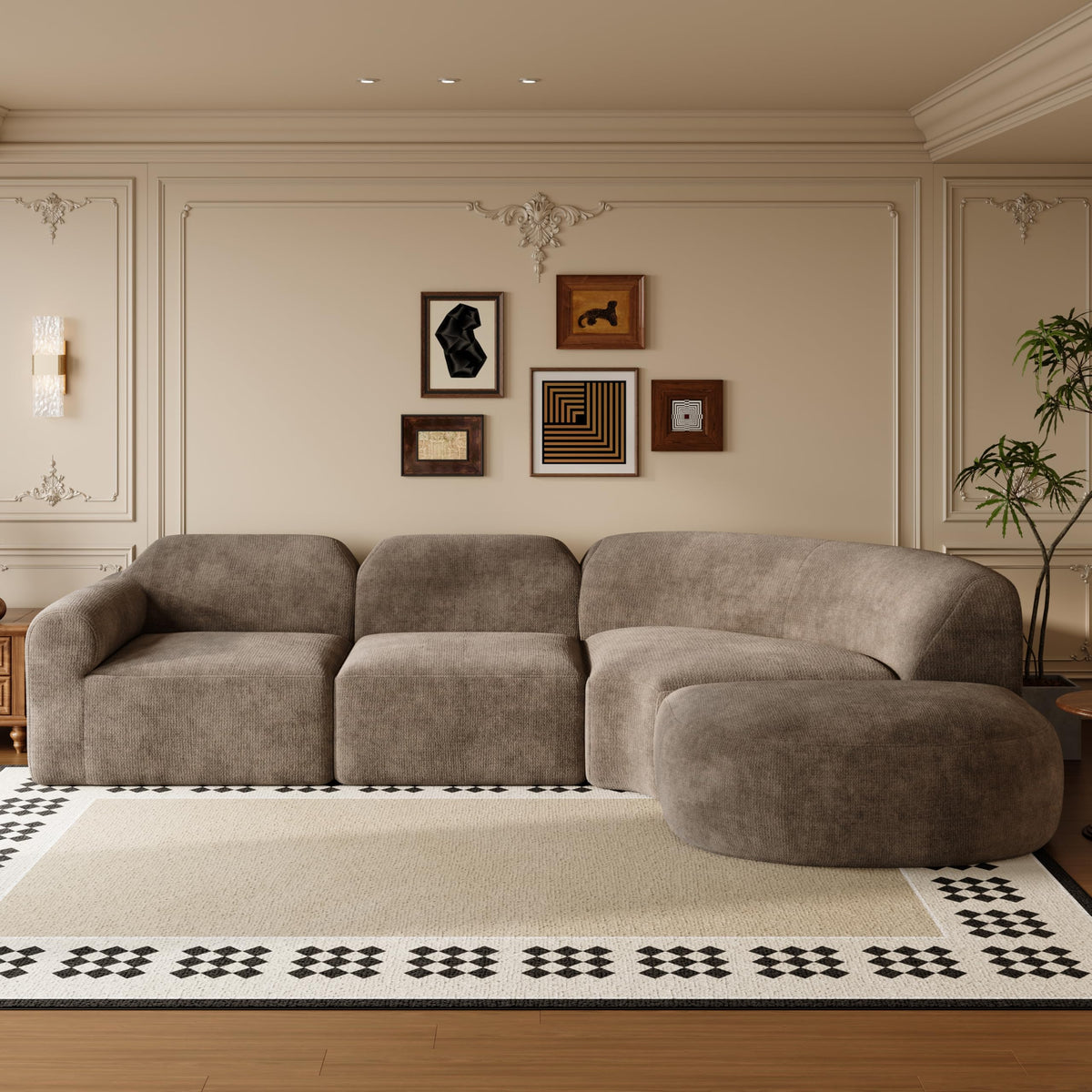 WILLIAMSPACE 111" Sectional Curved Sofa Couch with Fully Compressed Sponge
