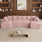 131" Oversized Cloud‑Style Boneless Sofa, Pink