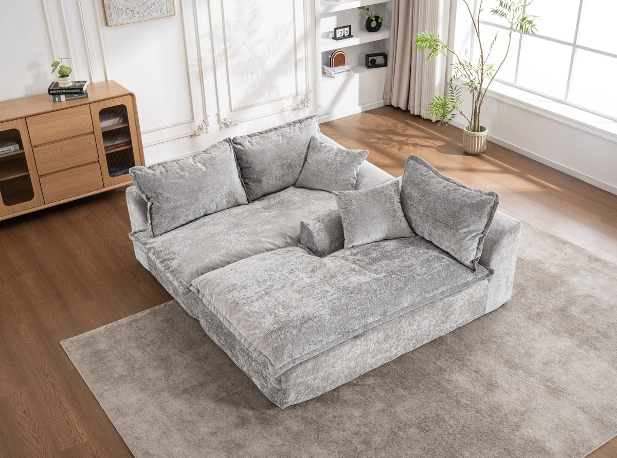103" Cloud Sectional Couch with L Shape Chaise, Boneless Modular Large Segment Sofa for Living Room, No Assembly Required(Gray)