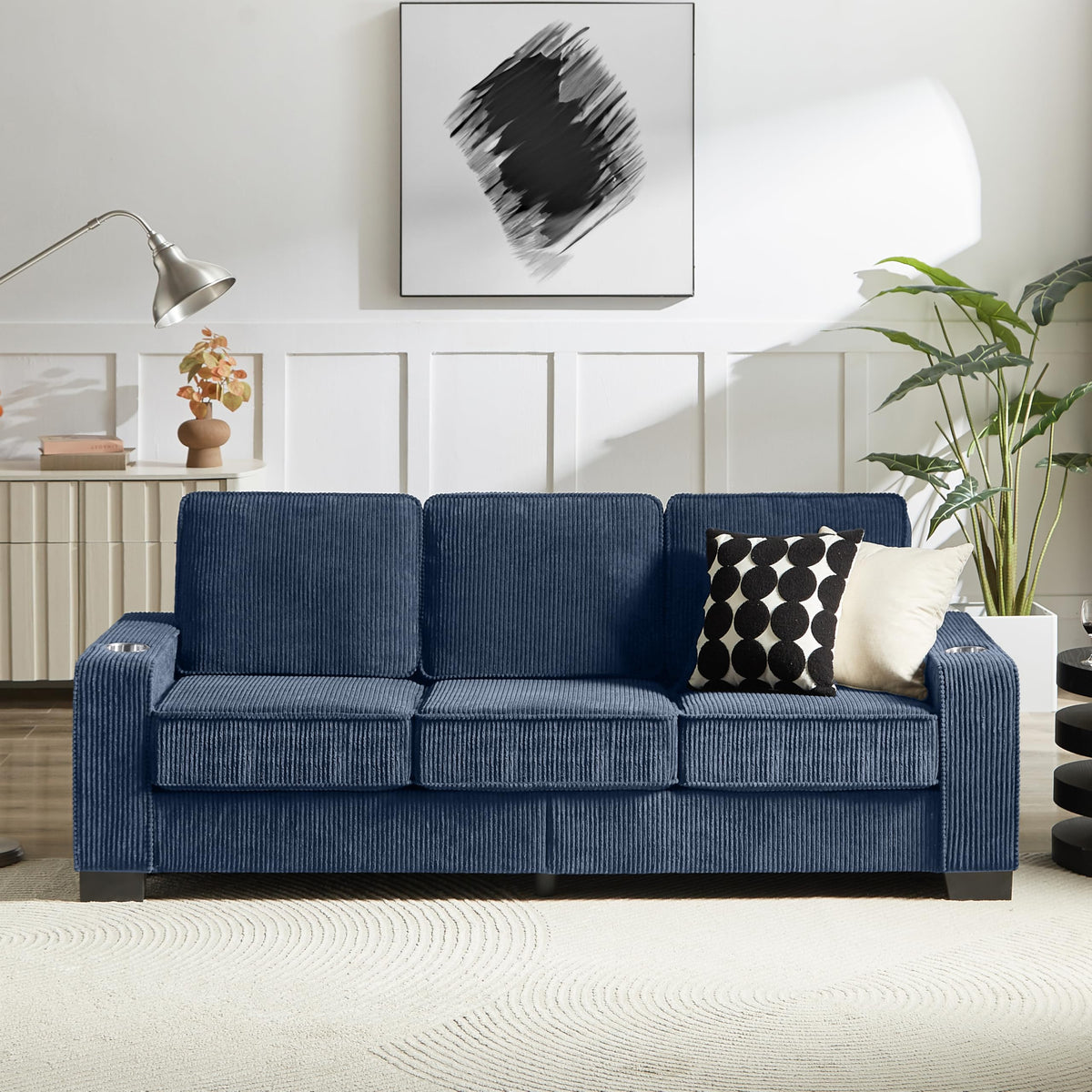 Velvet Chesterfield Sofa Set, 3-Seater and Loveseat