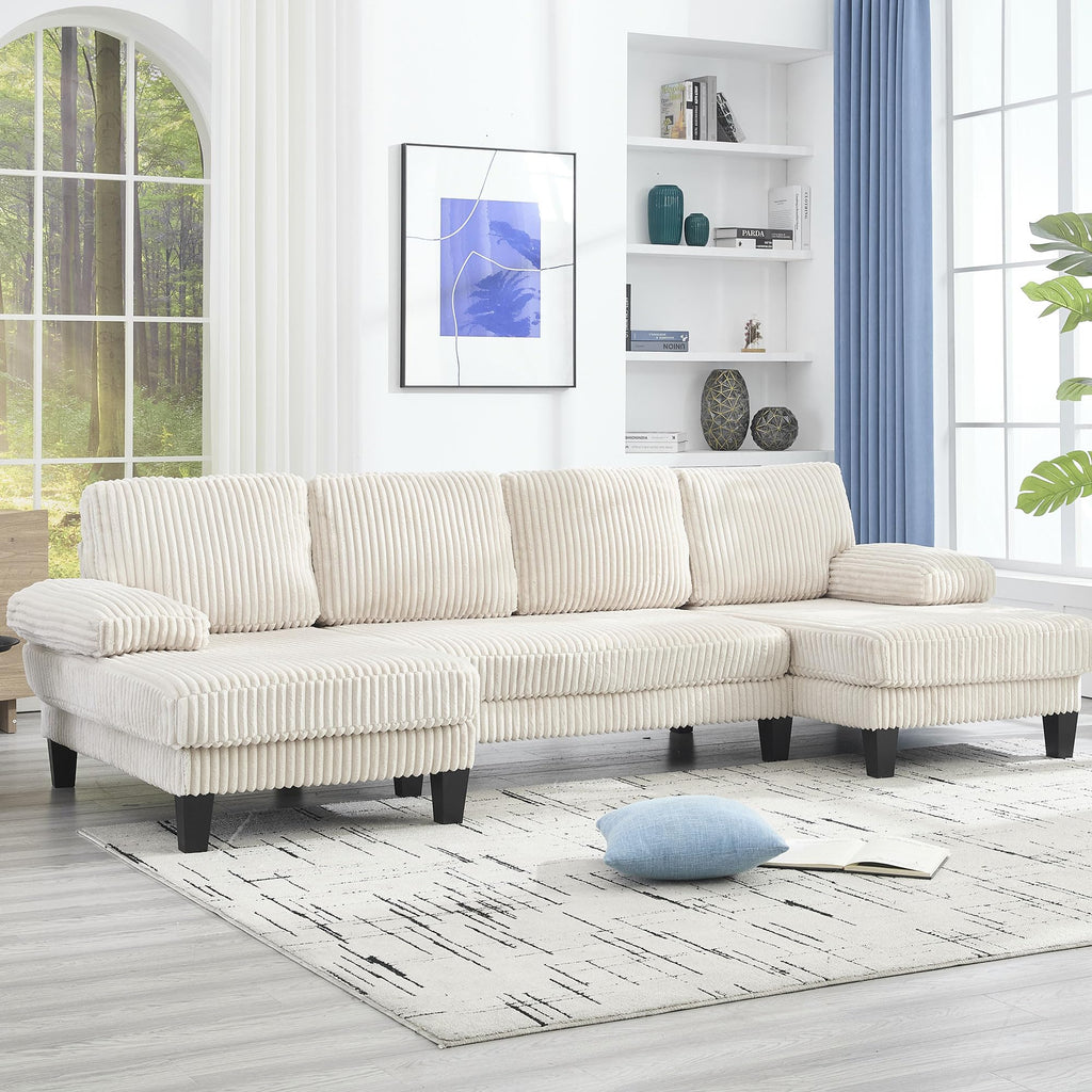 U Shaped Couch with Oversized Seat,4 Seat Sofa with Double Chaise,Comfortable and Indoor Furniture for Living Room,Apartment WG402