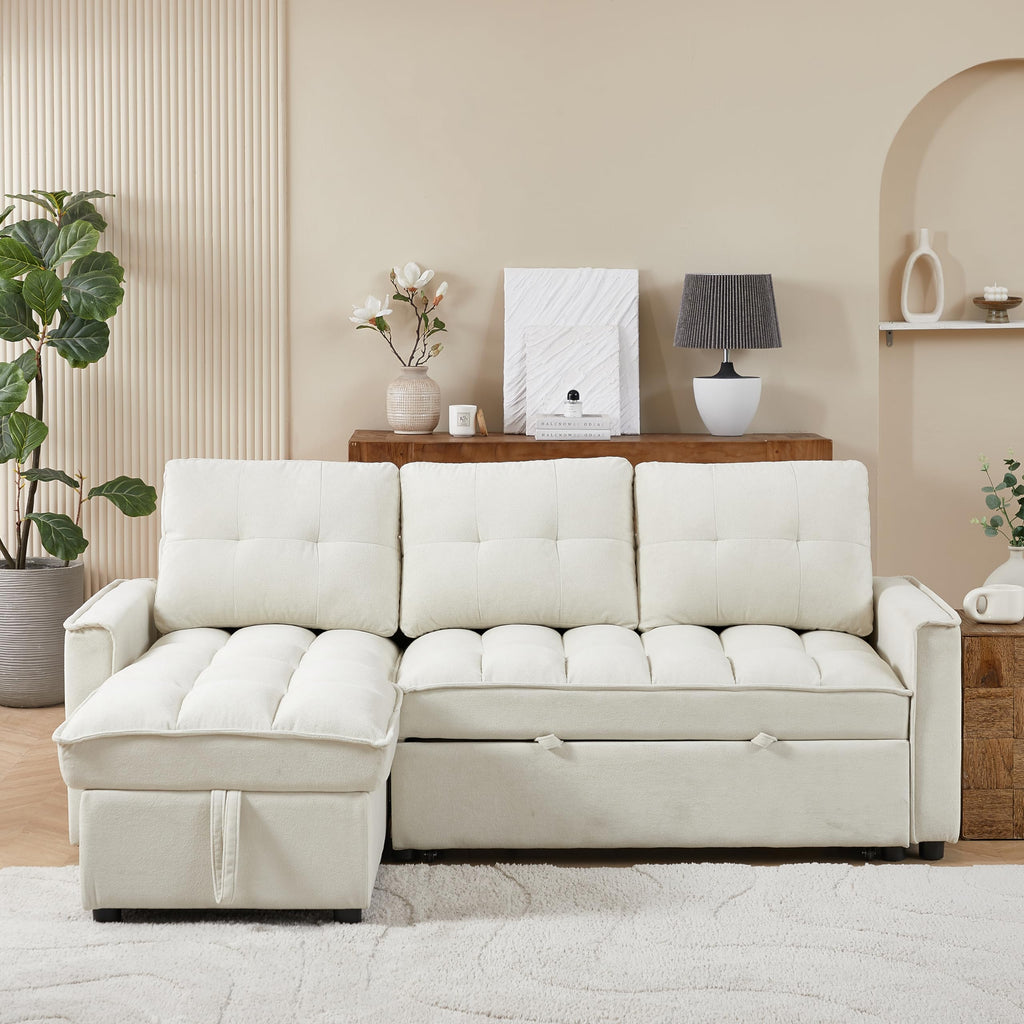 Tidyard Reclining Sectional Sofa, Pull Out Sleeper Bed with USB Charging Ports, 71.3 Inch L Shaped Couch with Storage, Chenille Fabric for Living Room