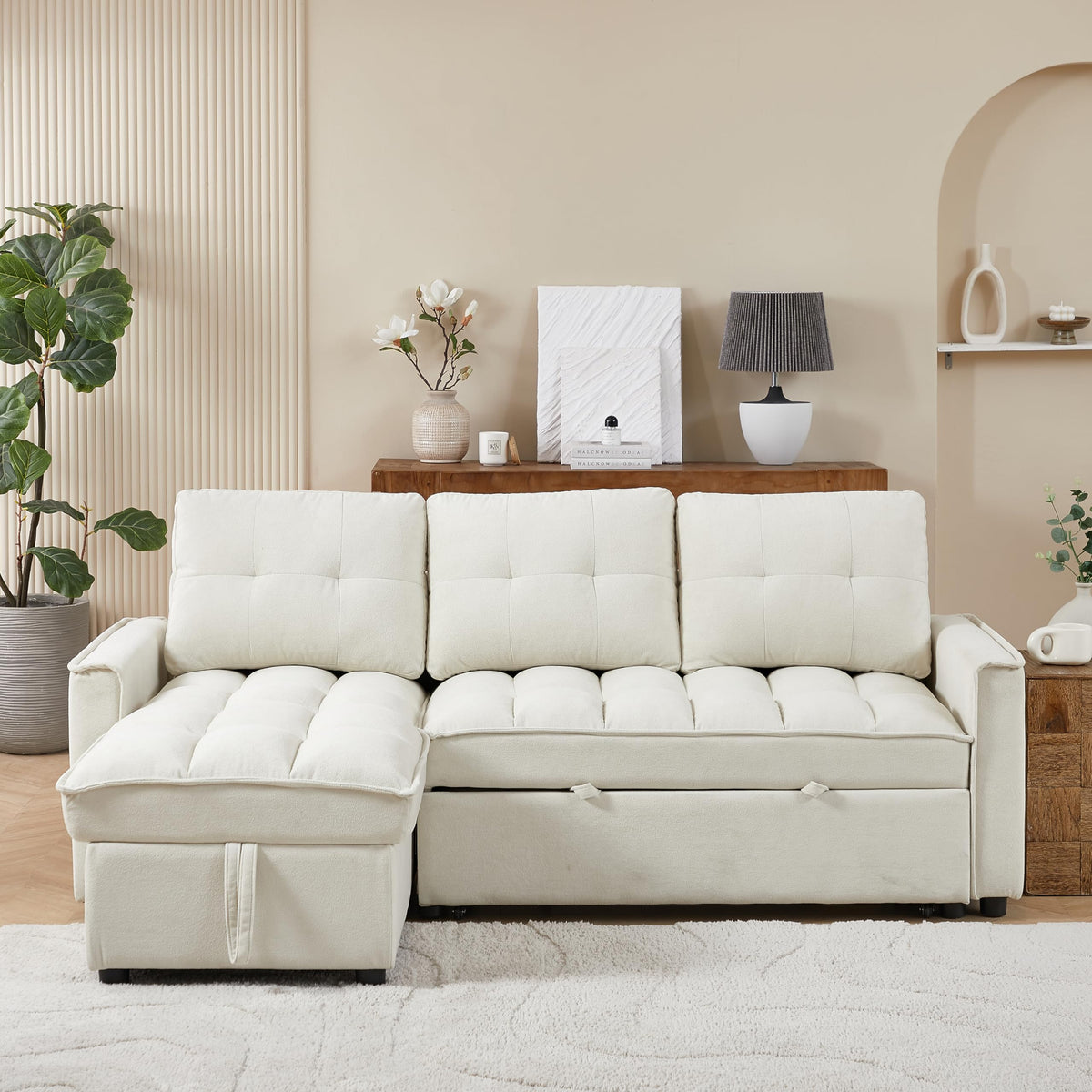 Tidyard Reclining Sectional Sofa, Pull Out Sleeper Bed with USB Charging Ports, 71.3 Inch L Shaped Couch with Storage, Chenille Fabric for Living Room