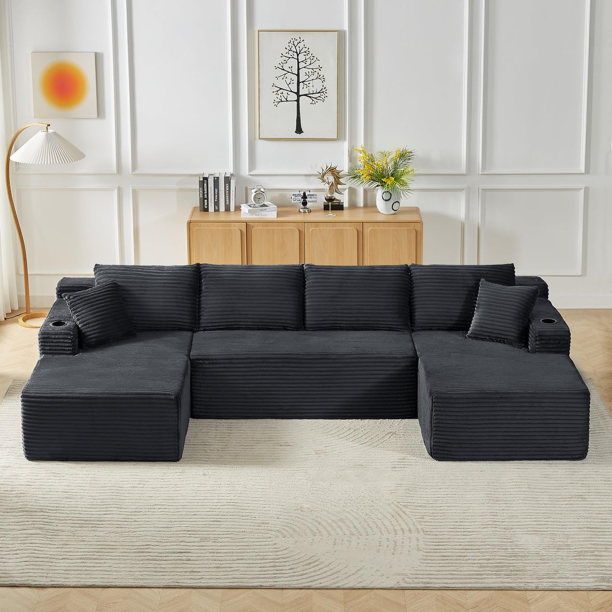 125" Cloud Sectional Boneless Couch for Living Room, Modular U Shaped Sofa