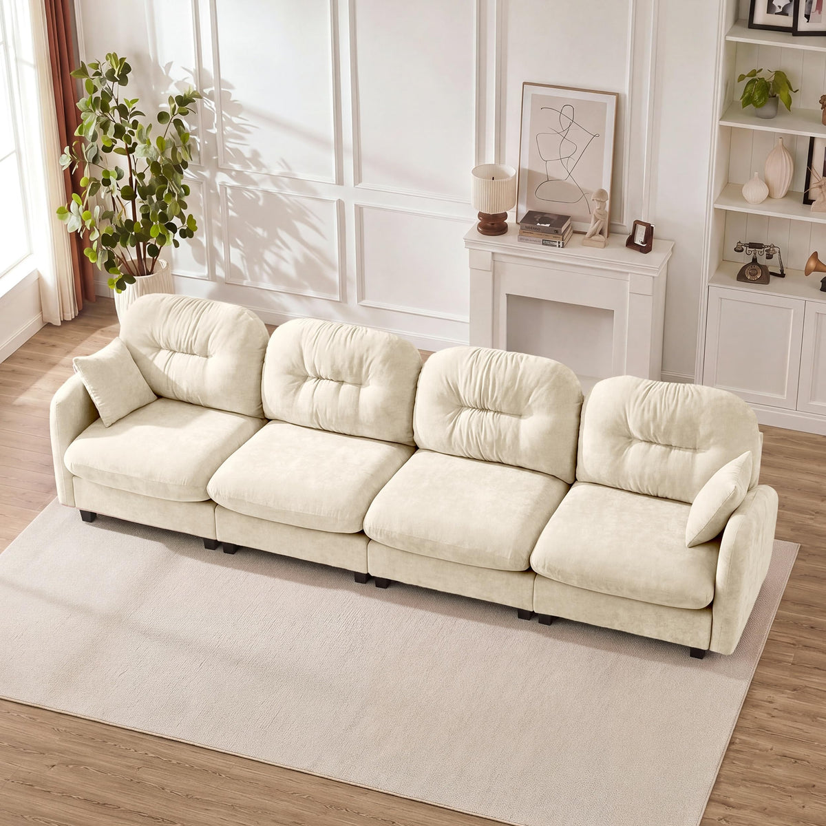 107" Modular Sectional Sofa with Ottoman Pink Chenille L Shaped Couch