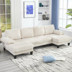U Shaped Couch with Oversized Seat,4 Seat Sofa with Double Chaise,Comfortable and Indoor Furniture for Living Room,Apartment WG402