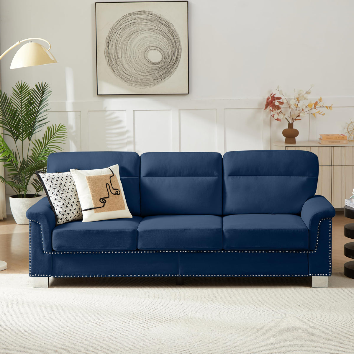 Velvet Chesterfield Sofa Set, 3-Seater and Loveseat