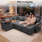 100" U Sectional Sleeper Sofa Pull Out Couch for Living Room, Grey