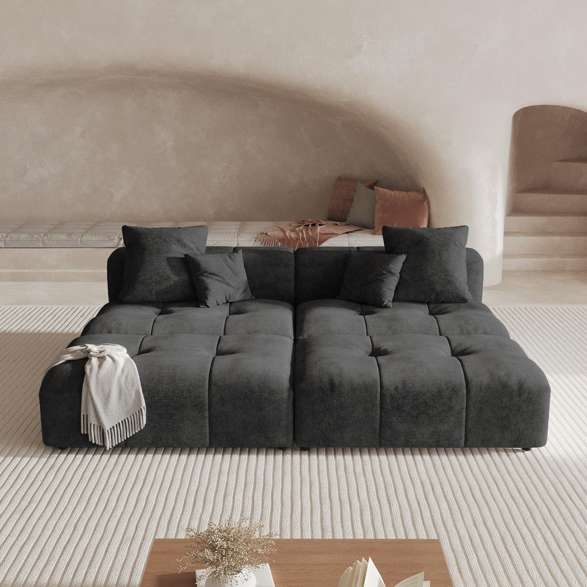 WJShome 144" Oversized Sectional Couches for Living Room,5 Seater Corner Couch Sleeper Sofa, Modern V Shaped Sofa with Deep Seat for Living Room,Spacious Space,White