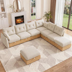 120'' U/V Shaped Cloud Couch Modular Sectional Sofa with Storage