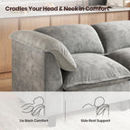 112'' Modular Sectional Sofa with Ottoman, 3-Seat Chenille L-Shaped Couch with Washable Cushion Covers, Curved Padded Armrests, Comfy Upholstered Sofa for Living Room, Gray