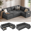 108" Modular Sectional Sofa with Pull Out Bed, L Shaped Sectional Couch
